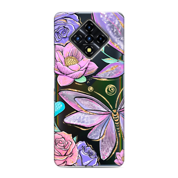 Силиконовый противоударный чехол на Infinix Zero 8 с принтом Бабочки и цветы