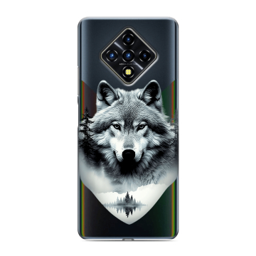 Силиконовый противоударный чехол на Infinix Zero 8 с принтом Волк в лесу