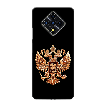 Силиконовый противоударный чехол на Infinix Zero 8 с принтом Герб России золотой Силиконовый противоударный чехол на Infinix Zero 8 с принтом Герб России золотой