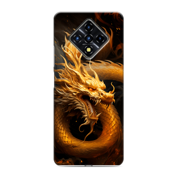 Силиконовый противоударный чехол на Infinix Zero 8 с принтом Золотой дракон Силиконовый противоударный чехол на Infinix Zero 8 с принтом Золотой дракон