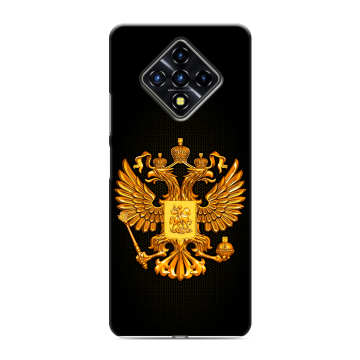 Силиконовый противоударный чехол на Infinix Zero 8 с принтом Герб России желтый
