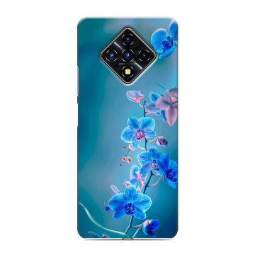 Силиконовый противоударный чехол на Infinix Zero 8 с принтом Голубые цветы