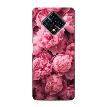 Силиконовый противоударный чехол на Infinix Zero 8 с принтом цветы пионы