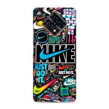 Силиконовый противоударный чехол на Infinix Zero 8 с принтом найк nike черный Силиконовый противоударный чехол на Infinix Zero 8 с принтом найк nike черный
