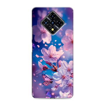 Силиконовый противоударный чехол на Infinix Zero 8 с принтом цветы бабочки
