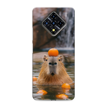 Силиконовый противоударный чехол на Infinix Zero 8 с принтом Капибара с апельсином Силиконовый противоударный чехол на Infinix Zero 8 с принтом Капибара с апельсином