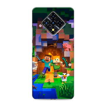 Силиконовый противоударный чехол на Infinix Zero 8 с принтом Майнкрафт Minecraft Силиконовый противоударный чехол на Infinix Zero 8 с принтом Майнкрафт Minecraft