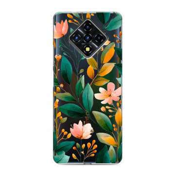 Силиконовый противоударный чехол на Infinix Zero 8 с принтом Цветы паттерн