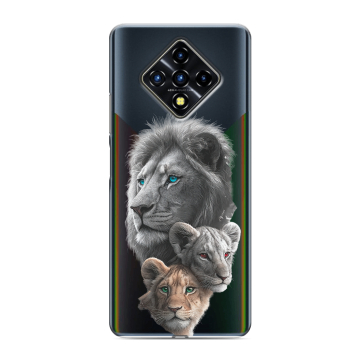 Силиконовый противоударный чехол на Infinix Zero 8 с принтом Львы