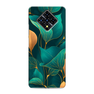 Силиконовый противоударный чехол на Infinix Zero 8 с принтом Листья и золото