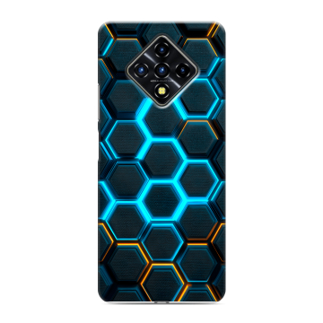 Силиконовый противоударный чехол на Infinix Zero 8 с принтом Неоновые соты