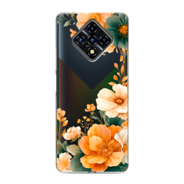 Силиконовый противоударный чехол на Infinix Zero 8 с принтом Цветы принт