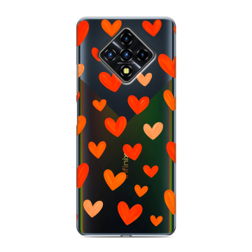 Силиконовый противоударный чехол на Infinix Zero 8 с принтом Сердечки