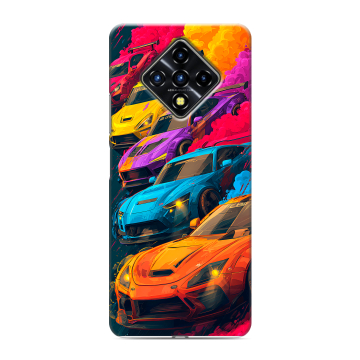 Силиконовый противоударный чехол на Infinix Zero 8 с принтом Тачки
