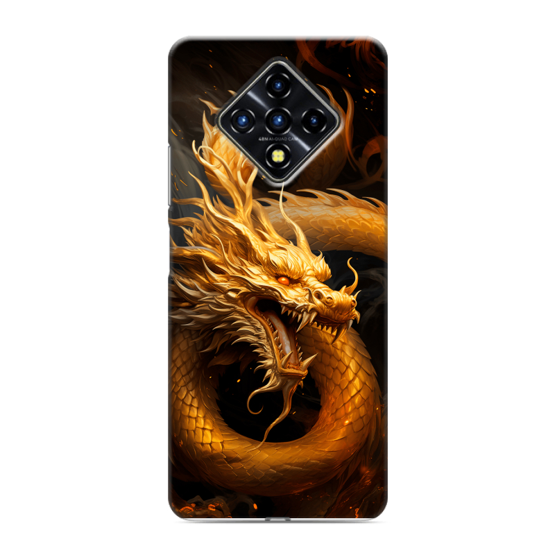 Силиконовый противоударный чехол на Infinix Zero 8 с принтом Золотой дракон Силиконовый противоударный чехол на Infinix Zero 8 с принтом Золотой дракон