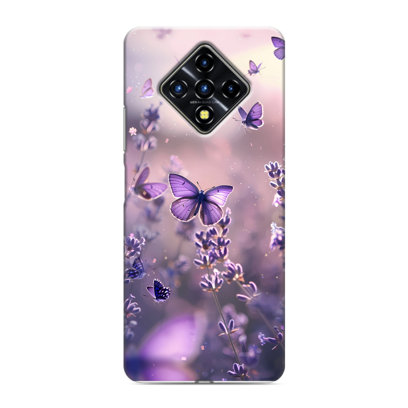 Силиконовый противоударный чехол на Infinix Zero 8 с принтом бабочки и лаванда Силиконовый противоударный чехол на Infinix Zero 8 с принтом бабочки и лаванда