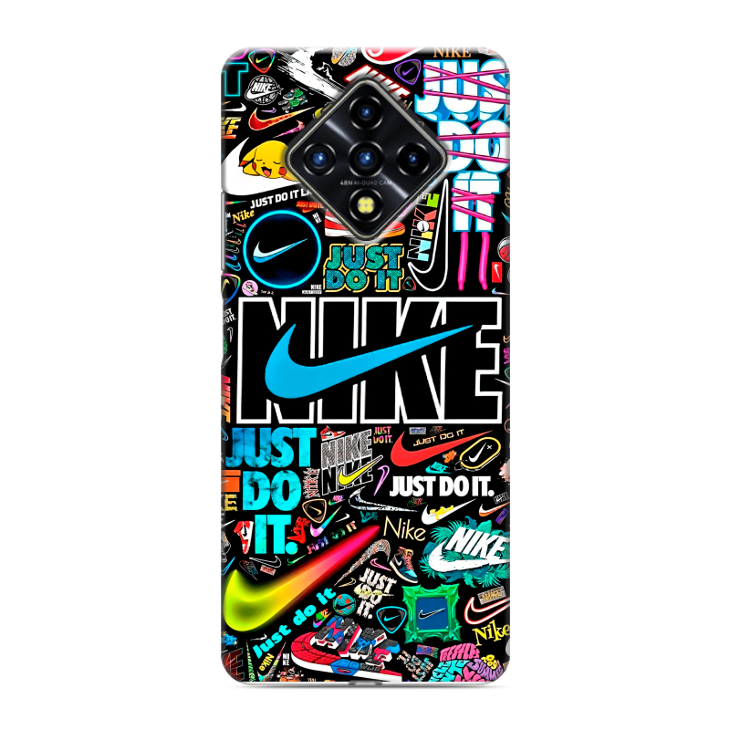 Силиконовый противоударный чехол на Infinix Zero 8 с принтом найк nike черный Силиконовый противоударный чехол на Infinix Zero 8 с принтом найк nike черный