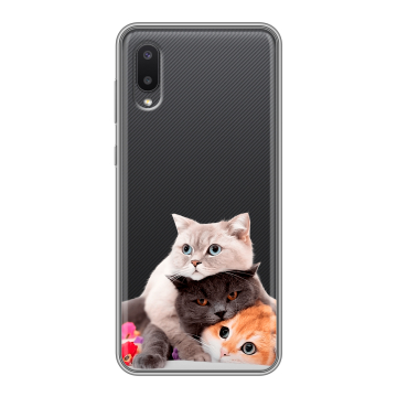 Силиконовый чехол на Samsung Galaxy A02 с принтом Кошки Силиконовый чехол на Samsung Galaxy A02 с принтом Кошки