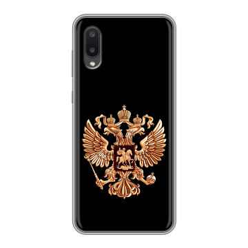 Силиконовый чехол на Samsung Galaxy A02 с принтом Герб России золотой