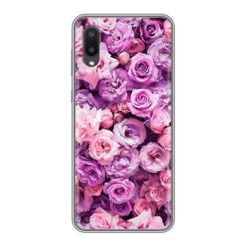 Силиконовый чехол на Samsung Galaxy A02 с принтом лавандовые розы Силиконовый чехол на Samsung Galaxy A02 с принтом лавандовые розы