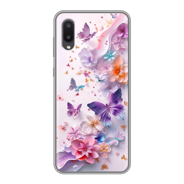 Силиконовый чехол на Samsung Galaxy A02 с принтом цветы бабочки Силиконовый чехол на Samsung Galaxy A02 с принтом цветы бабочки