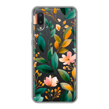 Силиконовый чехол на Samsung Galaxy A02 с принтом Цветы паттерн