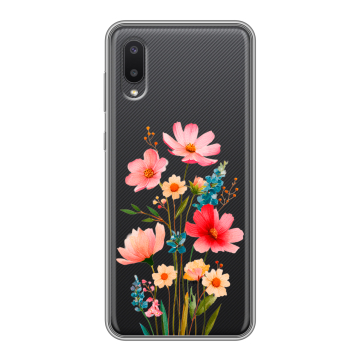 Силиконовый чехол на Samsung Galaxy A02 с принтом Цветы