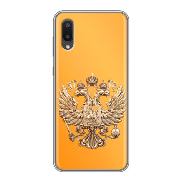 Силиконовый чехол на Samsung Galaxy A02 с принтом Герб Флаг России Силиконовый чехол на Samsung Galaxy A02 с принтом Герб Флаг России