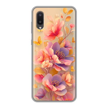Силиконовый чехол на Samsung Galaxy A02 с принтом Цветы и бабочки Силиконовый чехол на Samsung Galaxy A02 с принтом Цветы и бабочки