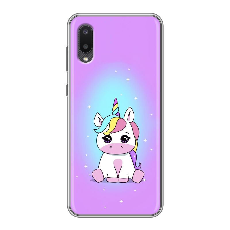 Пластиковый чехол на Samsung Galaxy A02 с принтом Единорог Пластиковый чехол на Samsung Galaxy A02 с принтом Единорог