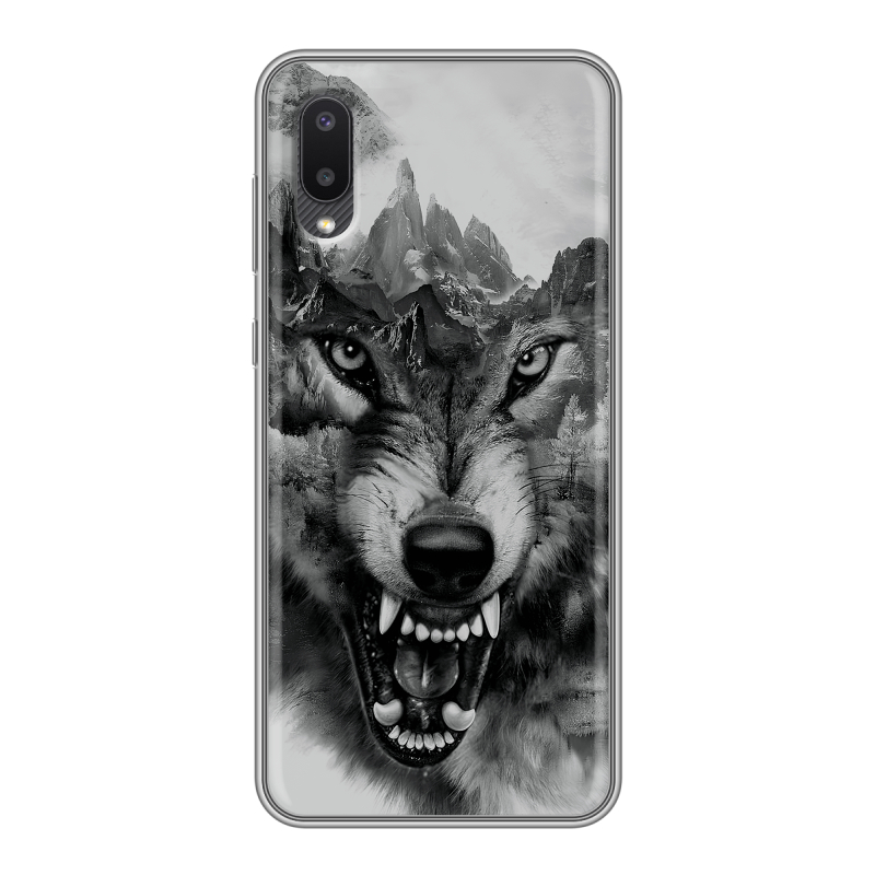 Силиконовый чехол на Samsung Galaxy A02 с принтом Волк Силиконовый чехол на Samsung Galaxy A02 с принтом Волк