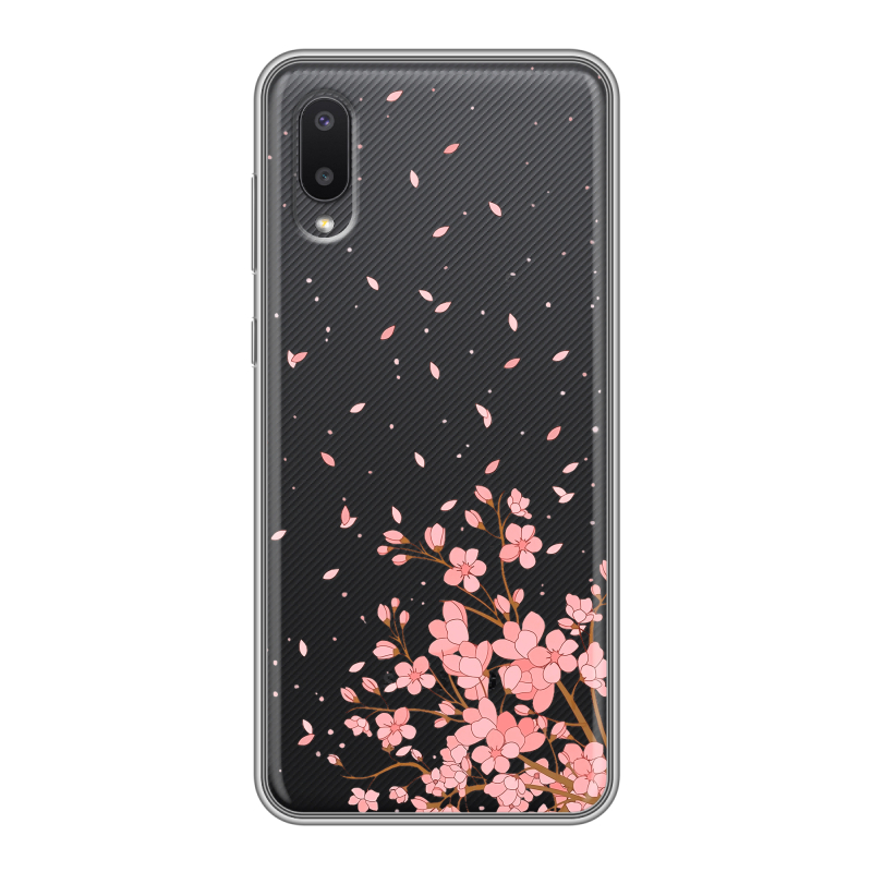 Силиконовый противоударный чехол на Samsung Galaxy A02 с принтом Ветка сакуры Силиконовый противоударный чехол на Samsung Galaxy A02 с принтом Ветка сакуры