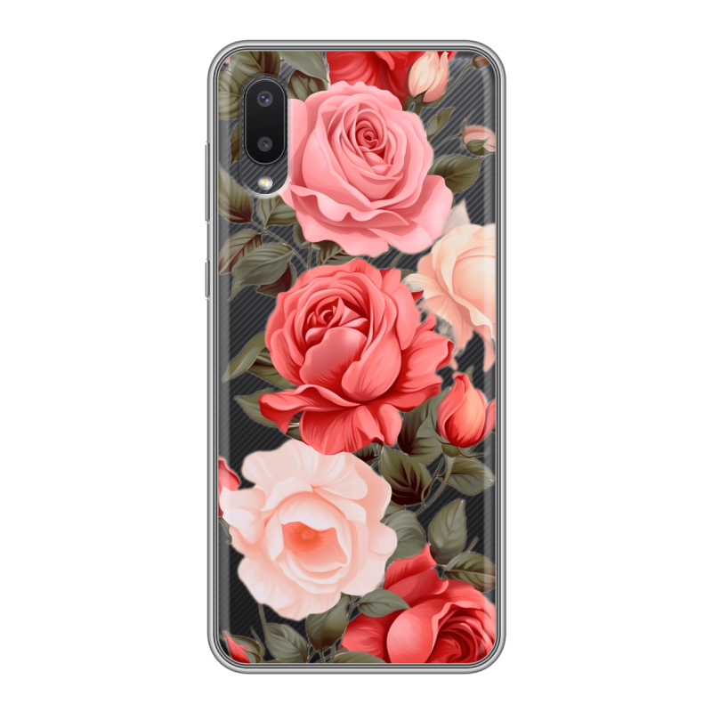 Пластиковый чехол на Samsung Galaxy A02 с принтом Розы Пластиковый чехол на Samsung Galaxy A02 с принтом Розы