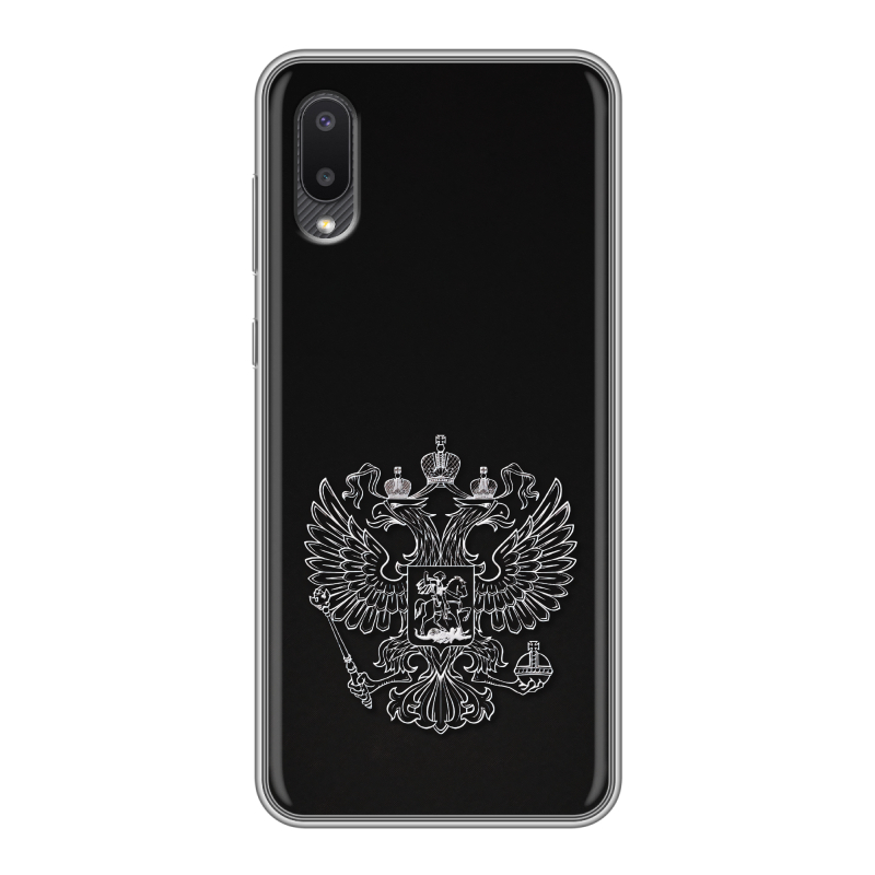 Силиконовый противоударный чехол на Samsung Galaxy A02 с принтом Герб России Силиконовый противоударный чехол на Samsung Galaxy A02 с принтом Герб России