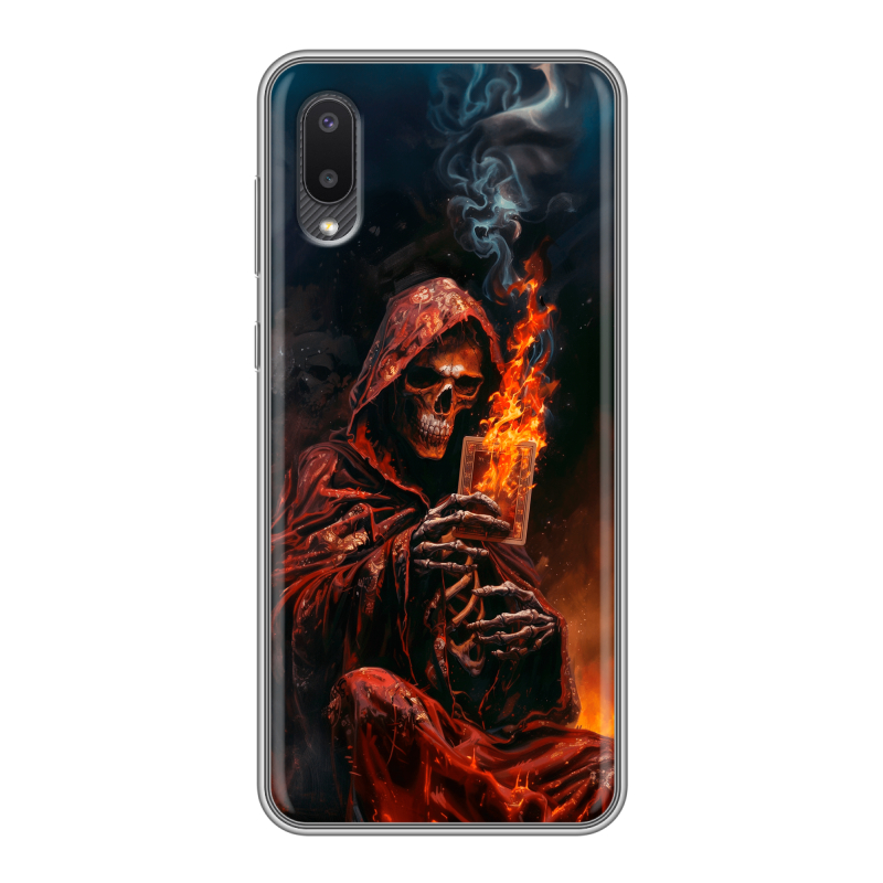 Силиконовый чехол на Samsung Galaxy A02 с принтом Скелет и карты Силиконовый чехол на Samsung Galaxy A02 с принтом Скелет и карты