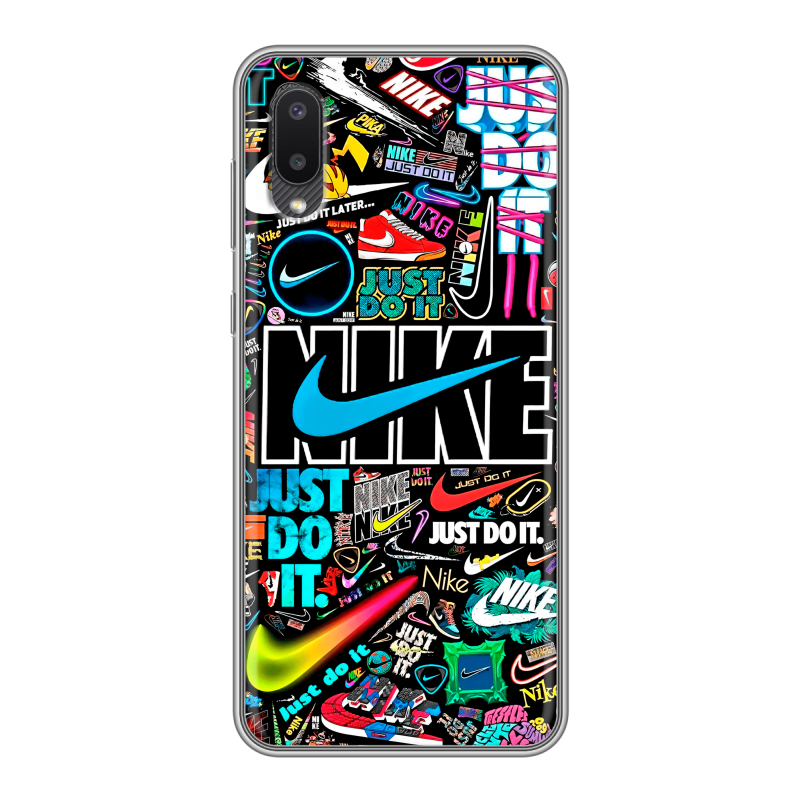 Пластиковый чехол на Samsung Galaxy A02 с принтом найк nike черный Пластиковый чехол на Samsung Galaxy A02 с принтом найк nike черный