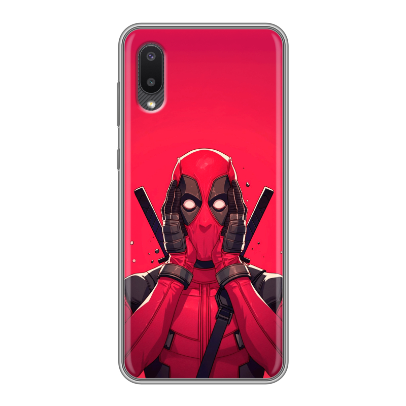 Силиконовый противоударный чехол на Samsung Galaxy A02 с принтом Дедпул Deadpool Силиконовый противоударный чехол на Samsung Galaxy A02 с принтом Дедпул Deadpool