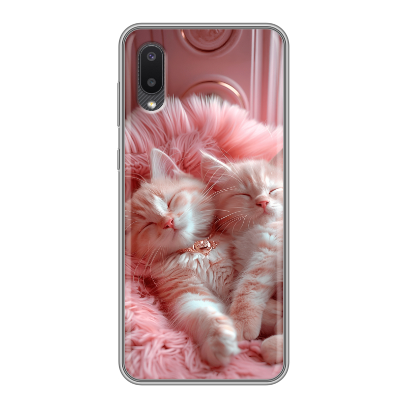 Силиконовый противоударный чехол на Samsung Galaxy A02 с принтом котята котики Силиконовый противоударный чехол на Samsung Galaxy A02 с принтом котята котики