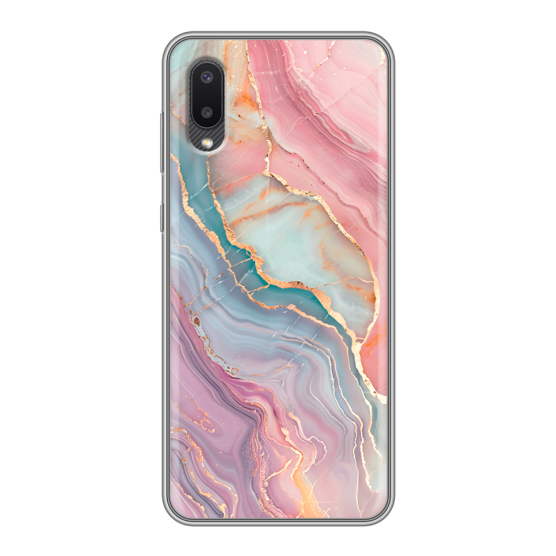 Силиконовый чехол на Samsung Galaxy A02 с принтом розовый мрамор Силиконовый чехол на Samsung Galaxy A02 с принтом розовый мрамор