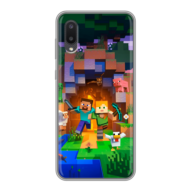 Силиконовый чехол на Samsung Galaxy A02 с принтом Майнкрафт Minecraft Силиконовый чехол на Samsung Galaxy A02 с принтом Майнкрафт Minecraft