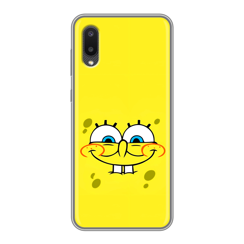 Силиконовый противоударный чехол на Samsung Galaxy A02 с принтом спанчбоб спанч боб Силиконовый противоударный чехол на Samsung Galaxy A02 с принтом спанчбоб спанч боб