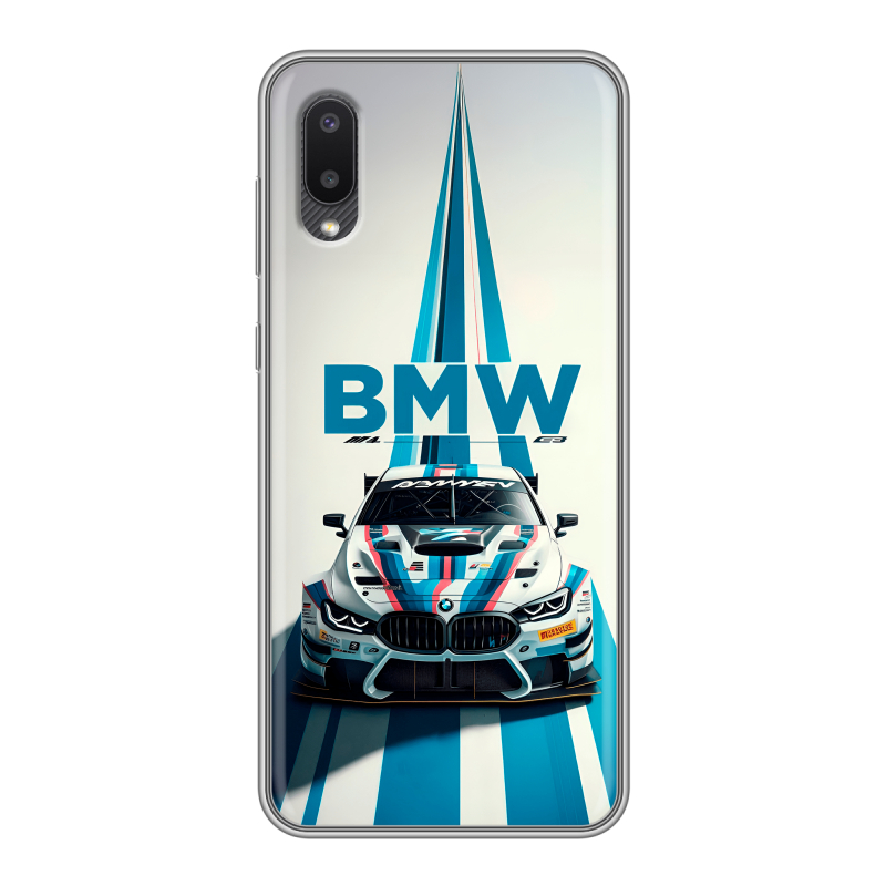Силиконовый противоударный чехол на Samsung Galaxy A02 с принтом БМВ BMW Силиконовый противоударный чехол на Samsung Galaxy A02 с принтом БМВ BMW
