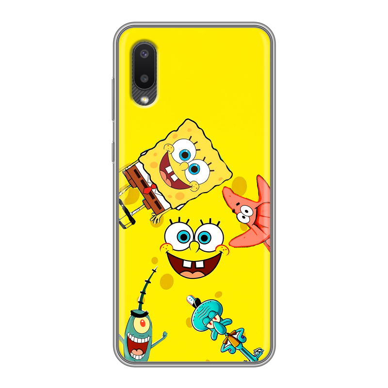 Силиконовый противоударный чехол на Samsung Galaxy A02 с принтом Спанч боб Спанчбоб Силиконовый противоударный чехол на Samsung Galaxy A02 с принтом Спанч боб Спанчбоб