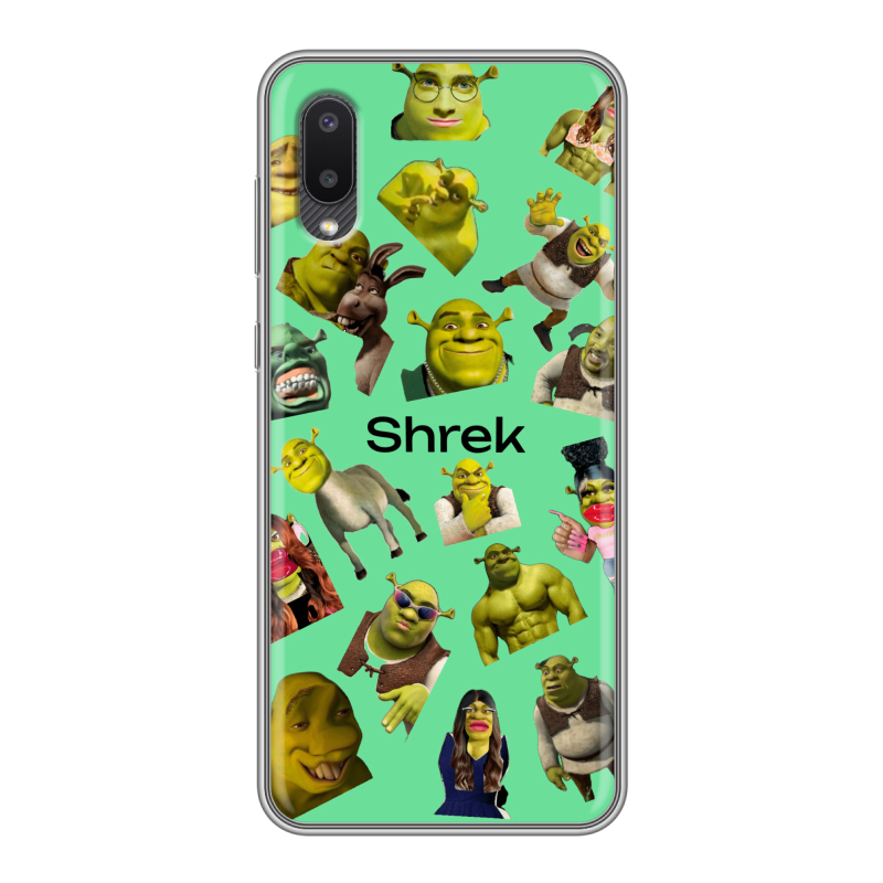 Силиконовый противоударный чехол на Samsung Galaxy A02 с принтом Шрек Shrek Силиконовый противоударный чехол на Samsung Galaxy A02 с принтом Шрек Shrek