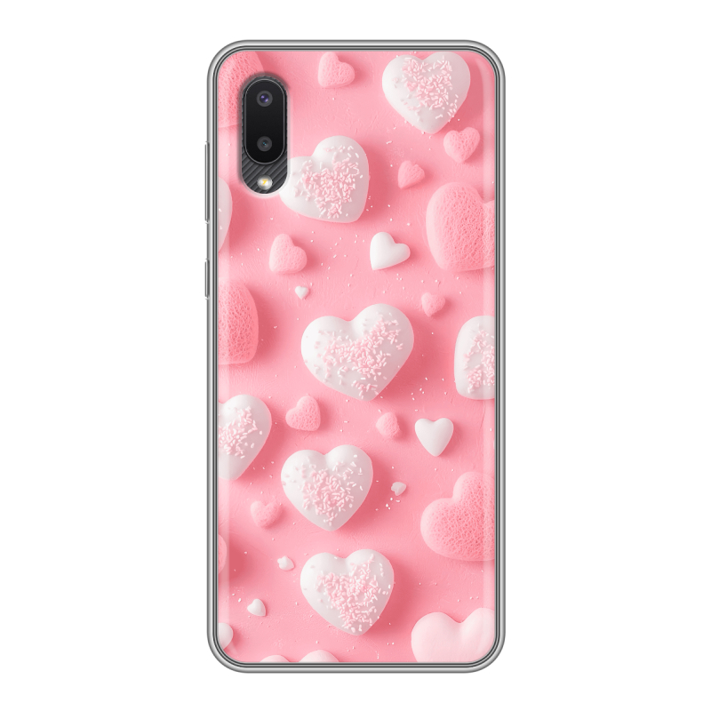 Пластиковый чехол на Samsung Galaxy A02 с принтом Сердечки Пластиковый чехол на Samsung Galaxy A02 с принтом Сердечки