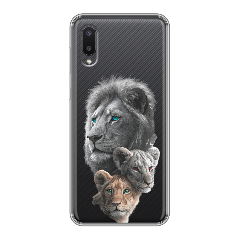 Силиконовый чехол на Samsung Galaxy A02 с принтом Львы Силиконовый чехол на Samsung Galaxy A02 с принтом Львы