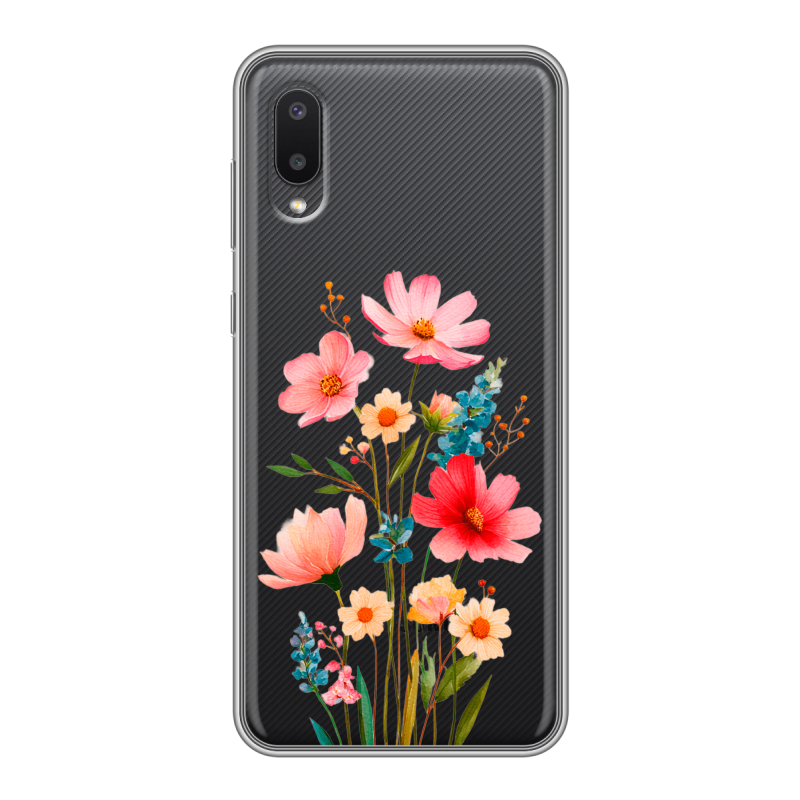 Силиконовый чехол на Samsung Galaxy A02 с принтом Цветы Силиконовый чехол на Samsung Galaxy A02 с принтом Цветы