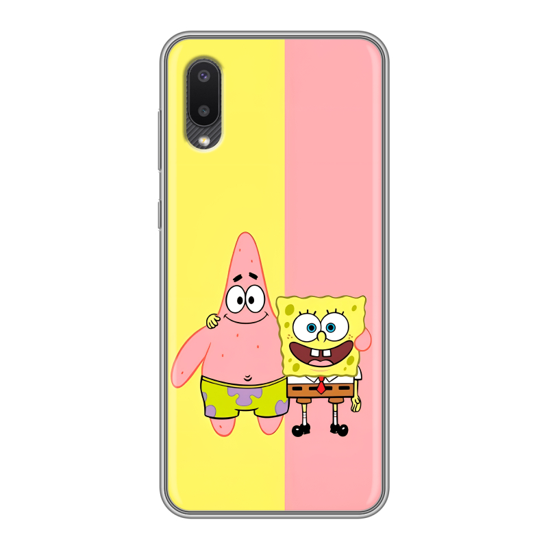 Силиконовый противоударный чехол на Samsung Galaxy A02 с принтом Спанч боб Спанчбоб Силиконовый противоударный чехол на Samsung Galaxy A02 с принтом Спанч боб Спанчбоб