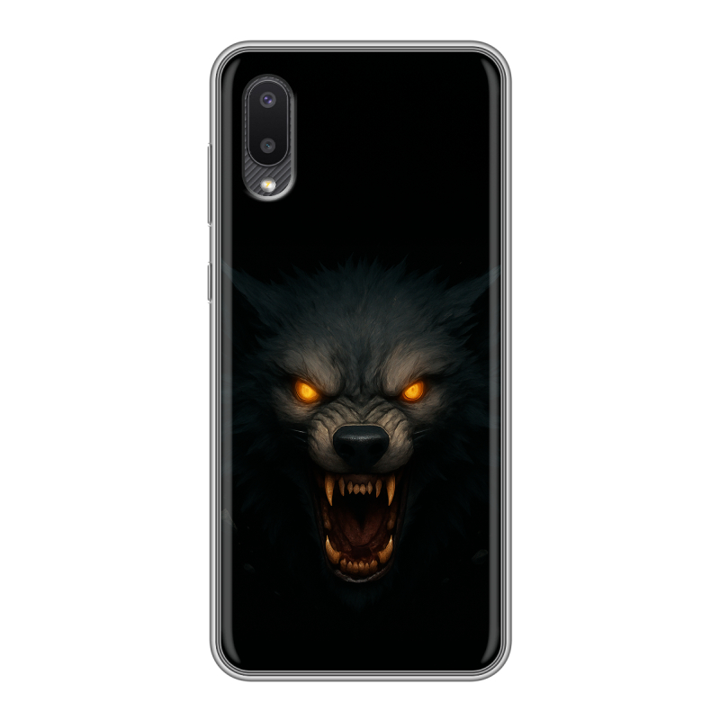 Силиконовый противоударный чехол на Samsung Galaxy A02 с принтом Волк Силиконовый противоударный чехол на Samsung Galaxy A02 с принтом Волк