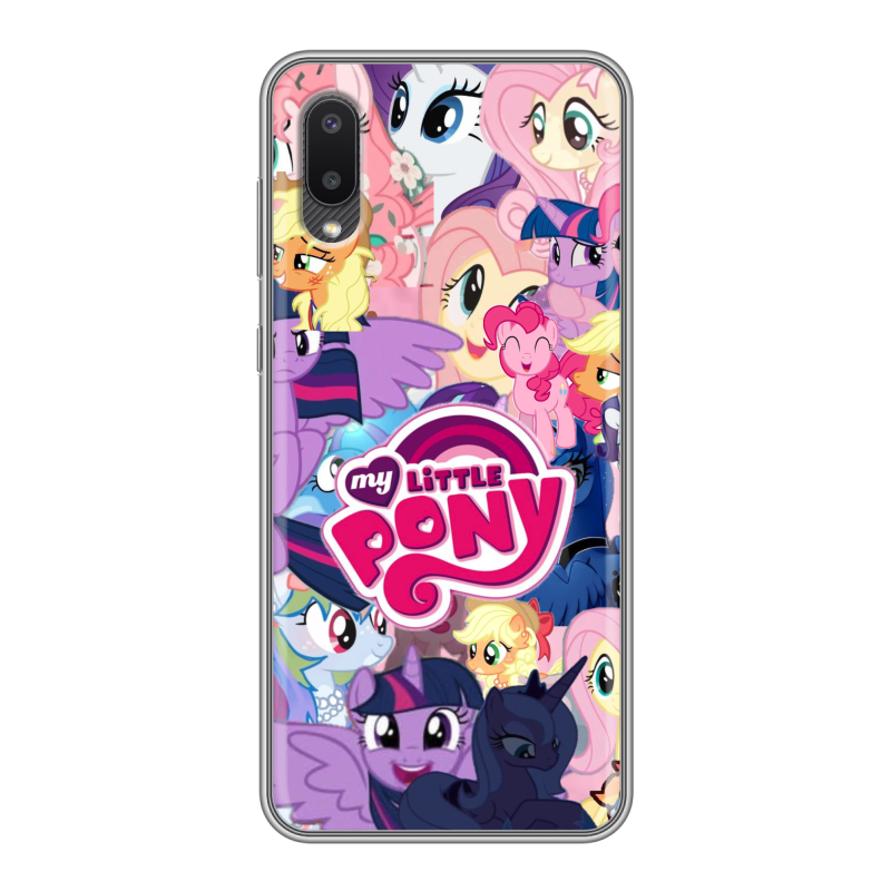 Силиконовый противоударный чехол на Samsung Galaxy A02 с принтом My little pony Дружба чудо Силиконовый противоударный чехол на Samsung Galaxy A02 с принтом My little pony Дружба чудо